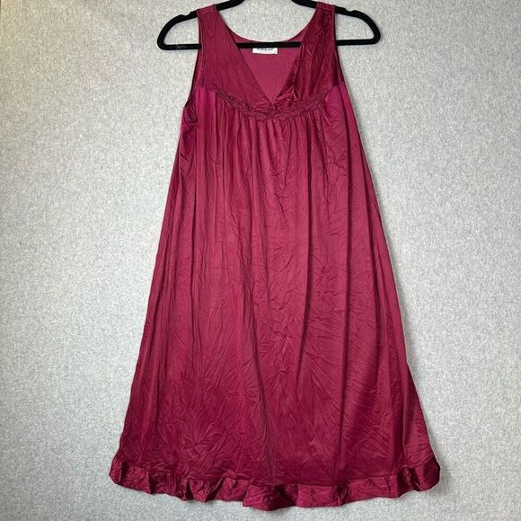 Vintage vanity fair nightown womens small burgundy sleeveless - Picture 1 of 8